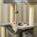easycomfort easycomfort albero tiragraffi con corde sisal casetta e amaca rivestimento peluche e feltro altezza 100cm grigio