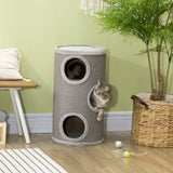 easycomfort cuccia per gatti a 3 livelli con tiragraffi in sisal e peluche o38x70cm grigio chiaro