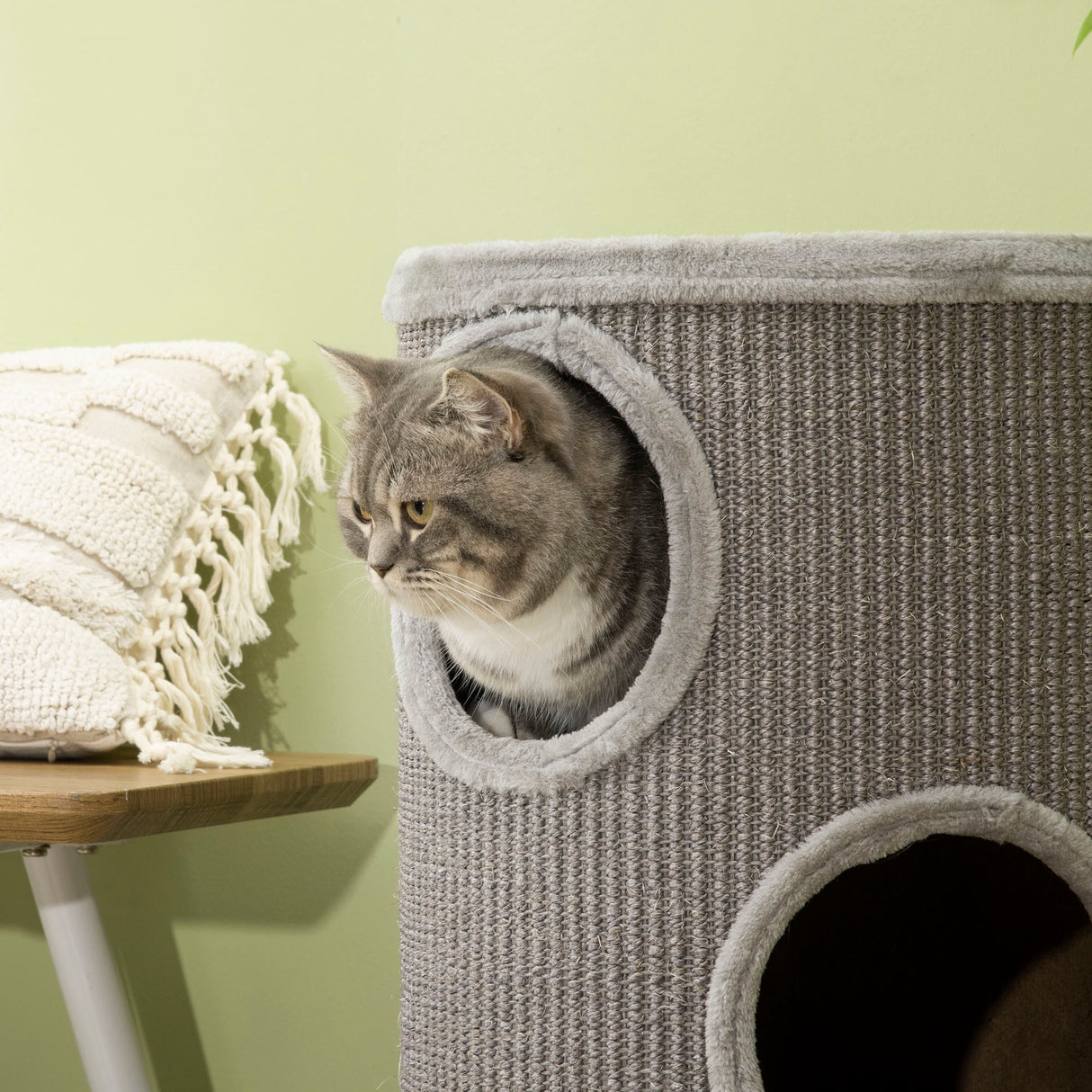 easycomfort cuccia per gatti a 3 livelli con tiragraffi in sisal e peluche o38x70cm grigio chiaro