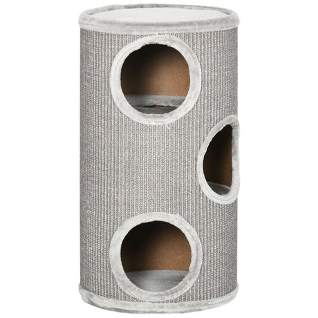 easycomfort cuccia per gatti a 3 livelli con tiragraffi in sisal e peluche o38x70cm grigio chiaro