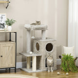 easycomfort tiragraffi per gatti da 5kg max con lettino e pallina da gioco in truciolato peluche e sisal 60x40x91 cm