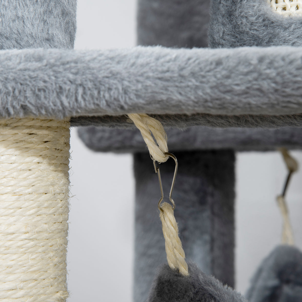 easycomfort albero tiragraffi per gatti con pali in sisal casetta lettino e amache 48x48x140cm grigio