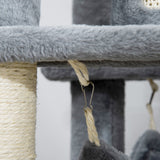 easycomfort albero tiragraffi per gatti con pali in sisal casetta lettino e amache 48x48x140cm grigio