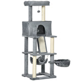 easycomfort albero tiragraffi per gatti con pali in sisal casetta lettino e amache 48x48x140cm grigio