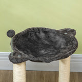 easycomfort tiragraffi per gatti con amaca in peluche base in legno con gioco e pali in sisal 53.55x53.5x66cm grigio