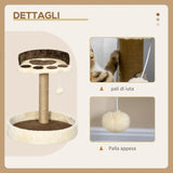 easycomfort tiragraffi per gatti da 5kg max con lettino e pallina da gioco in truciolato peluche e corda di juta 41x41x44 cm