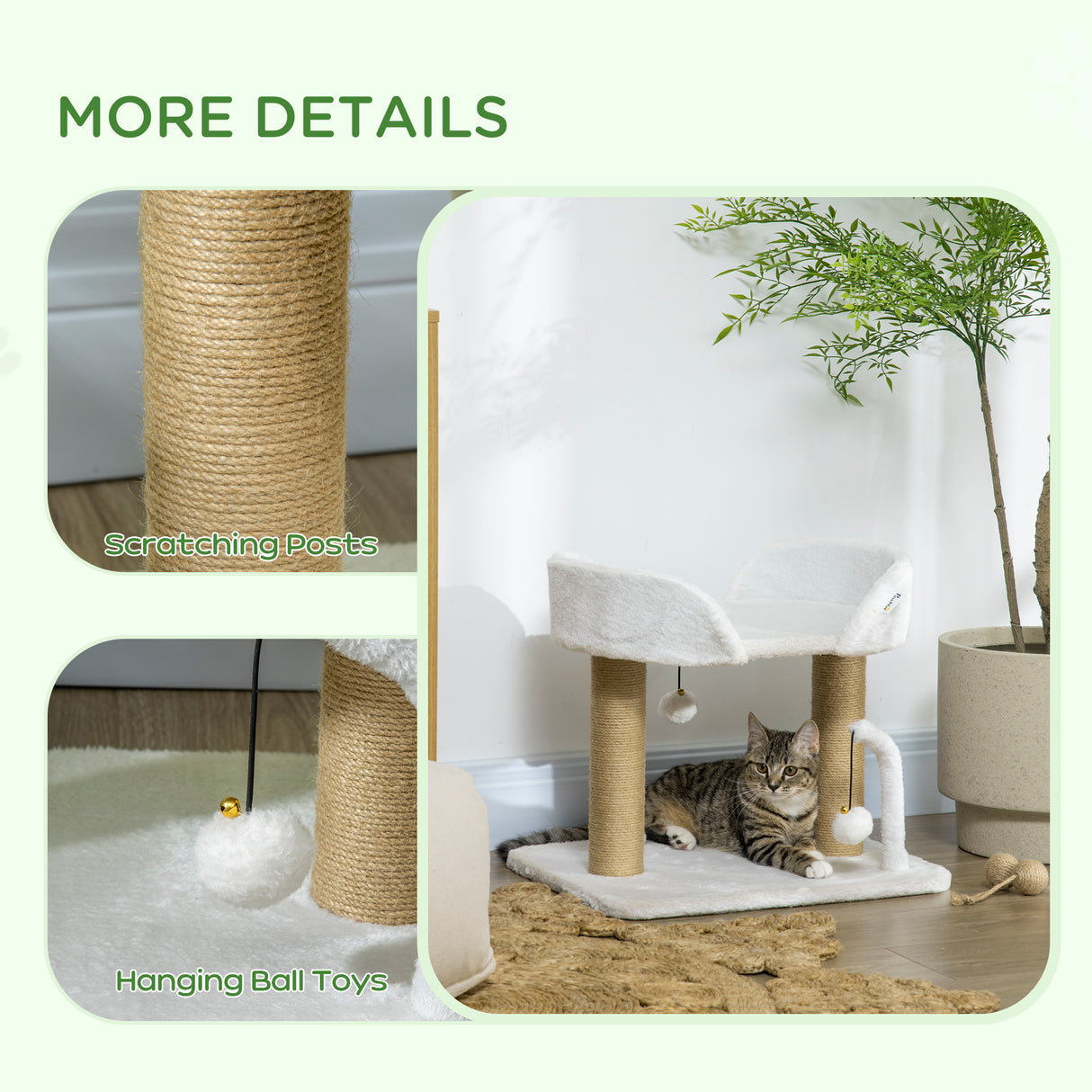 easycomfort torre per gatti max 5kg in truciolato con tiragraffi e palline giocattolo 48x38x42 cm giallo e bianco