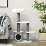 easycomfort easycomfort albero per gatti con lettino casetta e tiragraffi 55 5x30 5x98 cm bianco