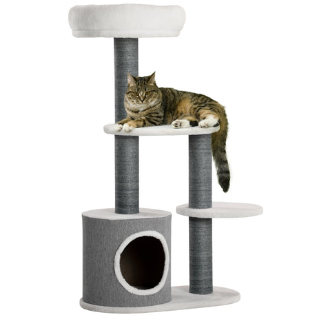 easycomfort easycomfort albero per gatti con lettino casetta e tiragraffi 55 5x30 5x98 cm bianco