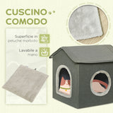 easycomfort easycomfort casetta per gatti con cuscini lavabili 2 entrate 39x43 5x40 5cm grigio