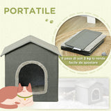 easycomfort easycomfort casetta per gatti con cuscini lavabili 2 entrate 39x43 5x40 5cm grigio