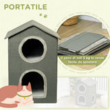 easycomfort easycomfort casetta per gatti a due livelli con cuscini lavabili 3 entrate 42x46x59 5 cm grigio