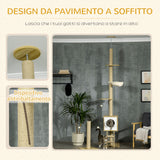 easycomfort albero per gatti in truciolato ad altezza regolabile con tiragraffi casetta amaca e pallina 40x40x225 285 cm