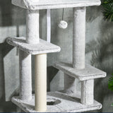 easycomfort easycomfort albero tiragraffi per gatti a soffitto con piattaforme e casetta 60x40x225 255cm grigio