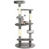 easycomfort easycomfort albero tiragraffi per gatti con pali in sisal lettino con cuscino e pallina 60x136cm grigio