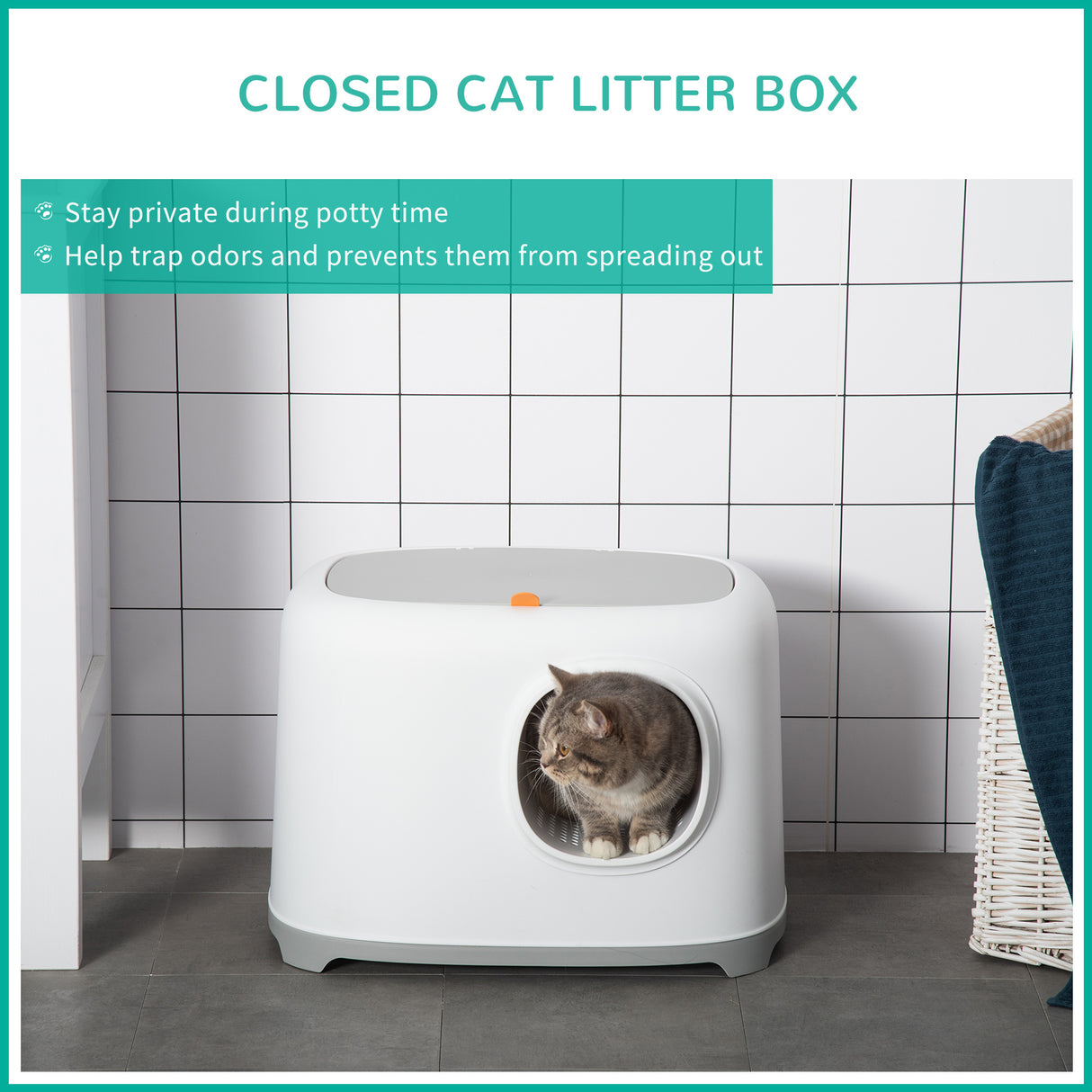 easycomfort lettiera per gatti apribile in pp con paletta e coperchio inclusi 55x40x39cm bianca e grigia