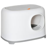 easycomfort lettiera per gatti apribile in pp con paletta e coperchio inclusi 55x40x39cm bianca e grigia