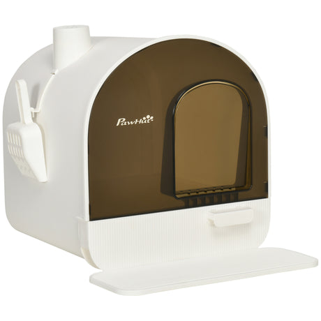 easycomfort lettiera per gatti chiusa con filtri paletta e vassoio removibile struttura in pp 43x44x47 cm bianca e nera