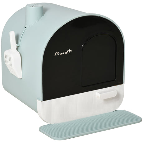 easycomfort lettiera per gatti chiusa con filtri paletta e vassoio removibile struttura in pp 43x44x47cm verde