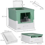 easycomfort lettiera per gatti chiusa con paletta vassoio estraibile e 2 porte 47.5x35.5x36.7cm verde