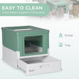 easycomfort lettiera per gatti chiusa con paletta vassoio estraibile e 2 porte 47.5x35.5x36.7cm verde