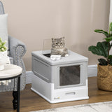 easycomfort lettiera per gatti chiusa in pp a 2 porte con paletta e vassoio estraibile 47.5x35.5x36.7 cm