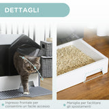 easycomfort lettiera per gatti chiusa con vassoio estraibile tappetino e paletta inclusi 47x45x42cm grigio
