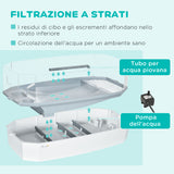 easycomfort vasca per tartarughe multifunzione con tubo e pompa d acqua 62x31x 21cm bianca