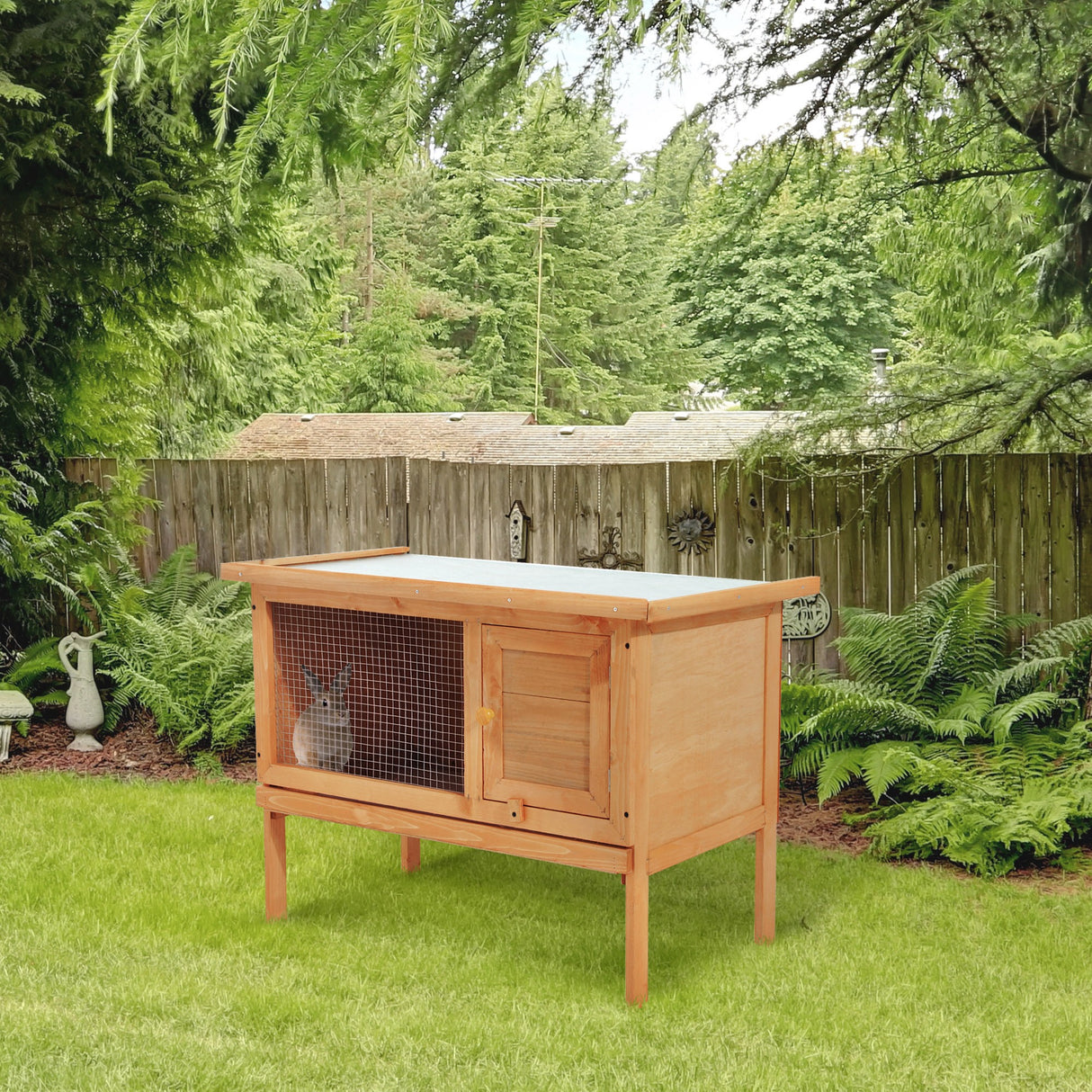 easycomfort easycomfort gabbia per conigli conigliera da esterno in legno di abete 90x45x65cm