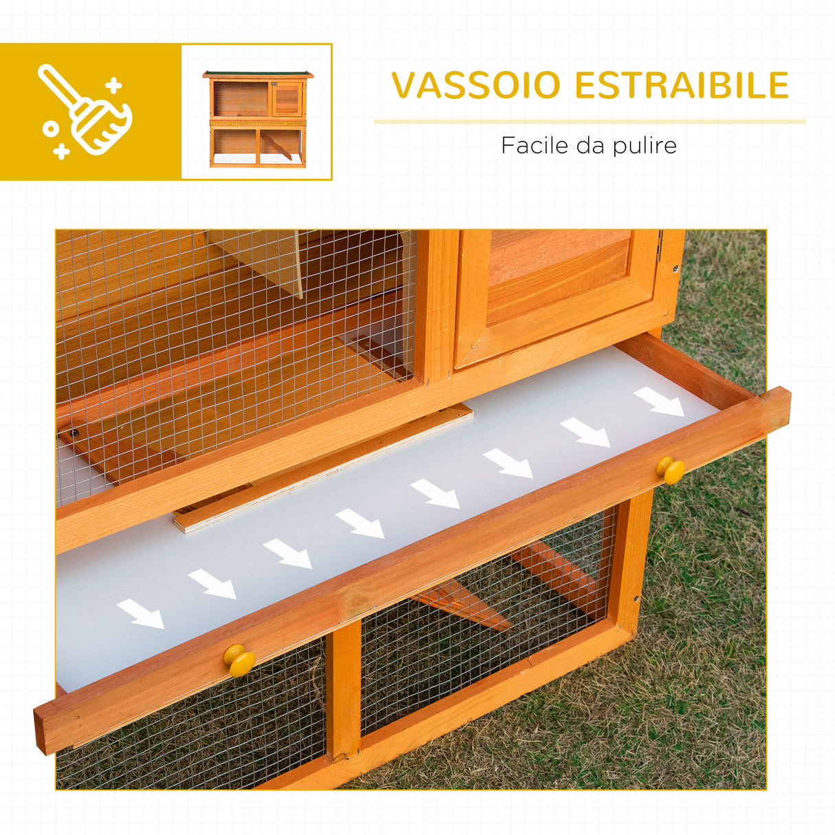 easycomfort easycomfort gabbia per conigli conigliera da esterno in legno di abete 90x45x80cm