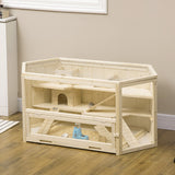 easycomfort casetta per criceti in legno a 3 livelli casa per criceti e piccoli roditori con tetto apribile e parete trasparente 115x60x55cm