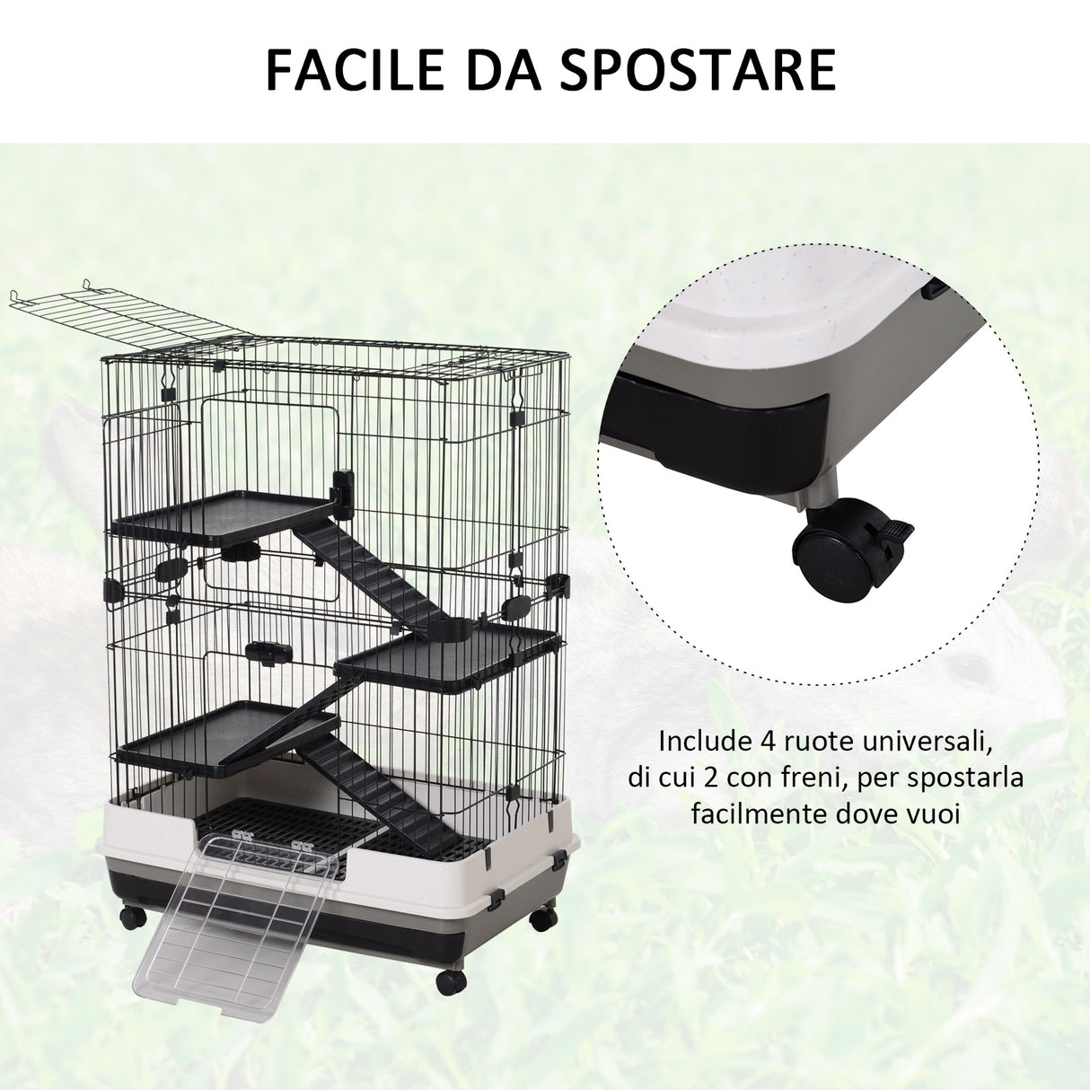 easycomfort easycomfort gabbia a 3 piani in metallo per roditori criceti conigli e porcellini d india