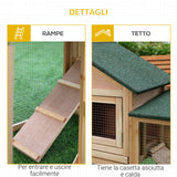 easycomfort easycomfort conigliera da giardino con corsa e rampe tetto impermeabile legno 210x45.5x84.5cm