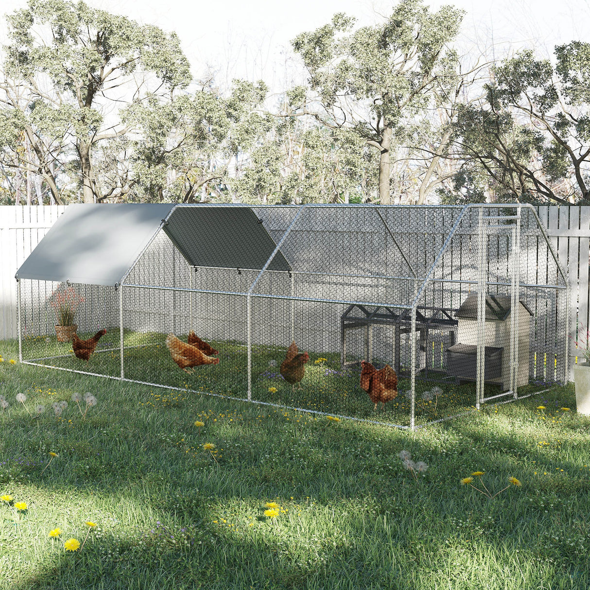 easycomfort easycomfortrecinto gabbia per galline in metallo galvanizzato impermeabile pollaio con porta e copertura oxford 280x570x195cm