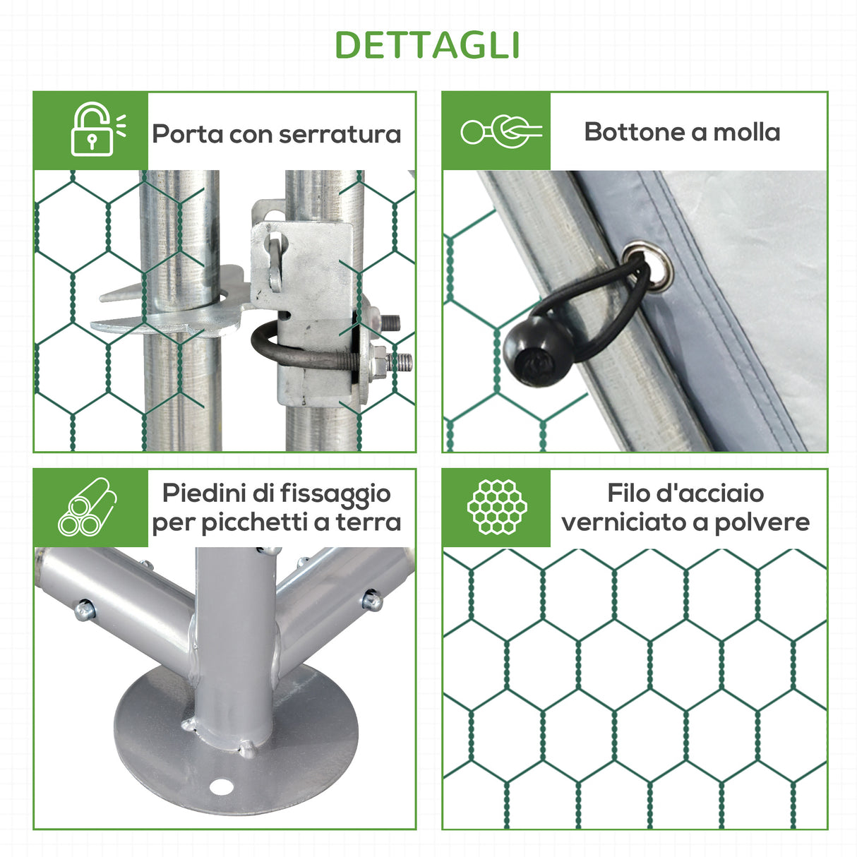 easycomfort easycomfortrecinto gabbia per galline in metallo galvanizzato impermeabile pollaio con porta e copertura oxford 280x570x195cm