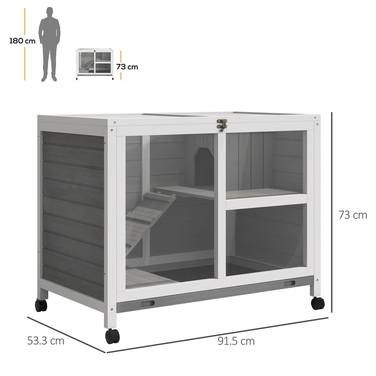 easycomfort easycomfort conigliera in legno 2 livelli gabbia per conigli e porcellini d india