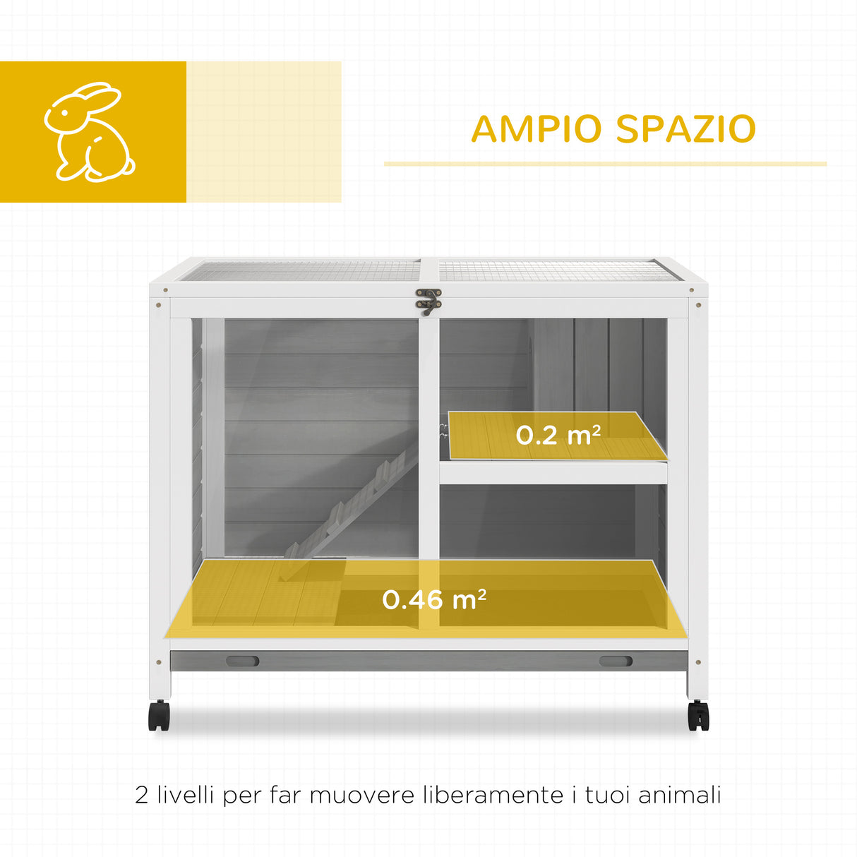 easycomfort easycomfort conigliera in legno 2 livelli gabbia per conigli e porcellini d india