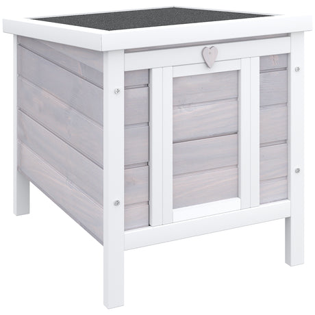 easycomfort gabbia per conigli in legno da esterno con tetto in asfalto e rampa antiscivolo 42x51x43cm grigia