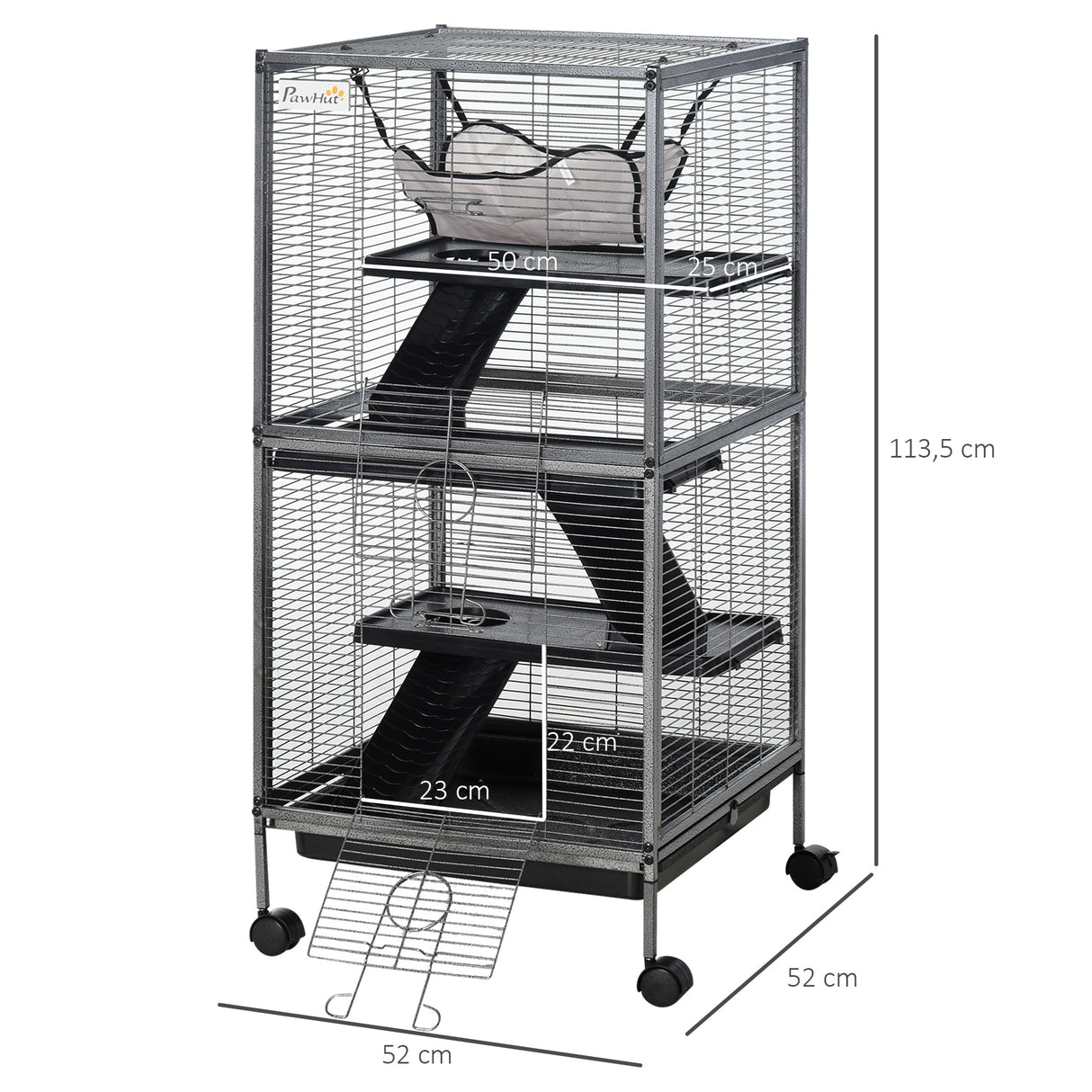 easycomfort easycomfort gabbia in metallo per roditori 4 livelli con vassoio rimovibile 52 x 52 x 113.5cm