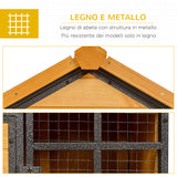 easycomfort gabbia per conigli con casetta rampa e area aperta conigliera in legno e metallo giallo chiaro 122x63x92cm