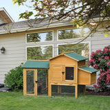 easycomfort easycomfort gabbia per galline con casetta e area aperta nido con tetto apribile e rete metallica pollaio in legno giallo 168x75x103cm