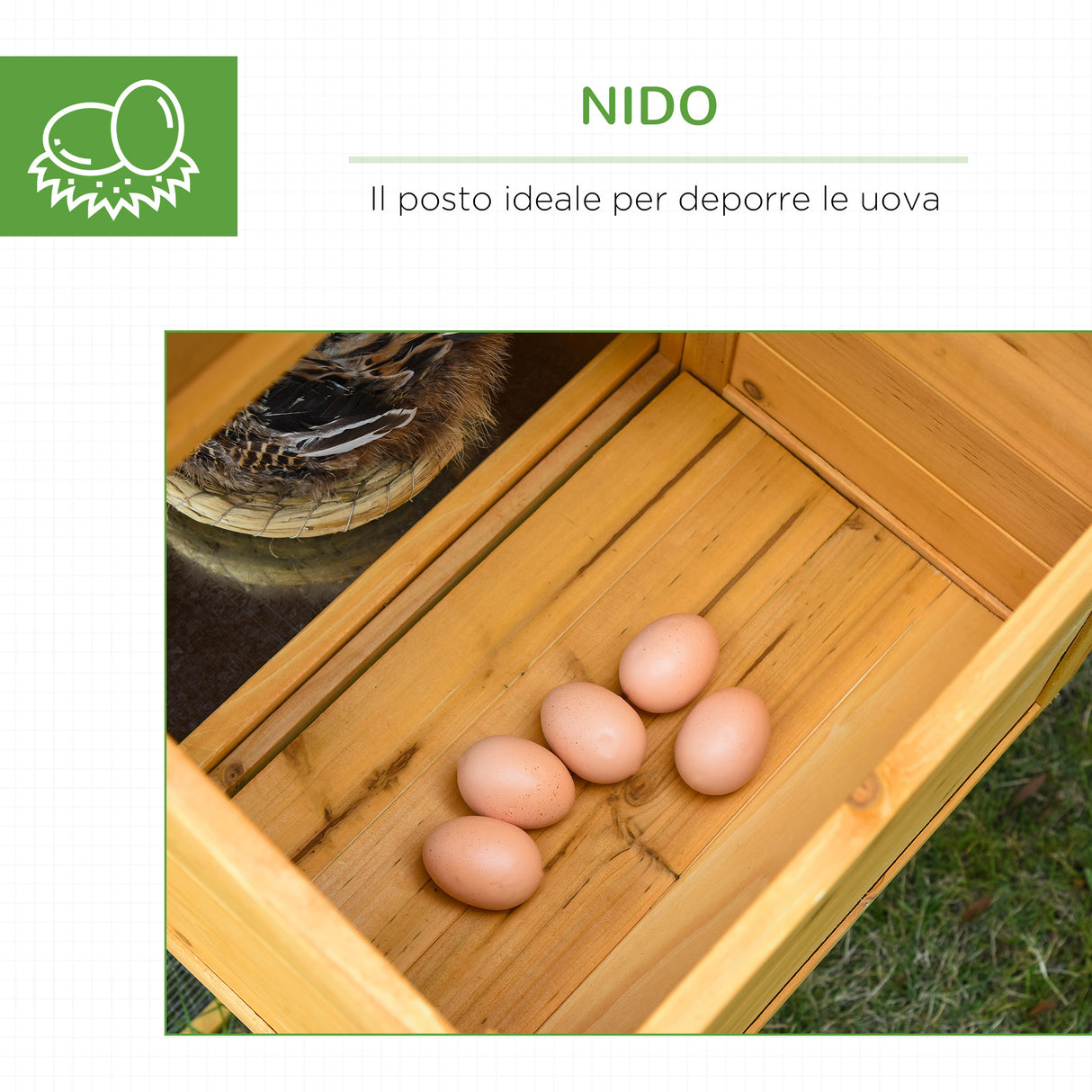easycomfort easycomfort gabbia per galline con casetta e area aperta nido con tetto apribile e rete metallica pollaio in legno giallo 168x75x103cm