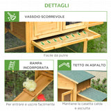 easycomfort easycomfort gabbia per galline con casetta e area aperta nido con tetto apribile e rete metallica pollaio in legno giallo 168x75x103cm