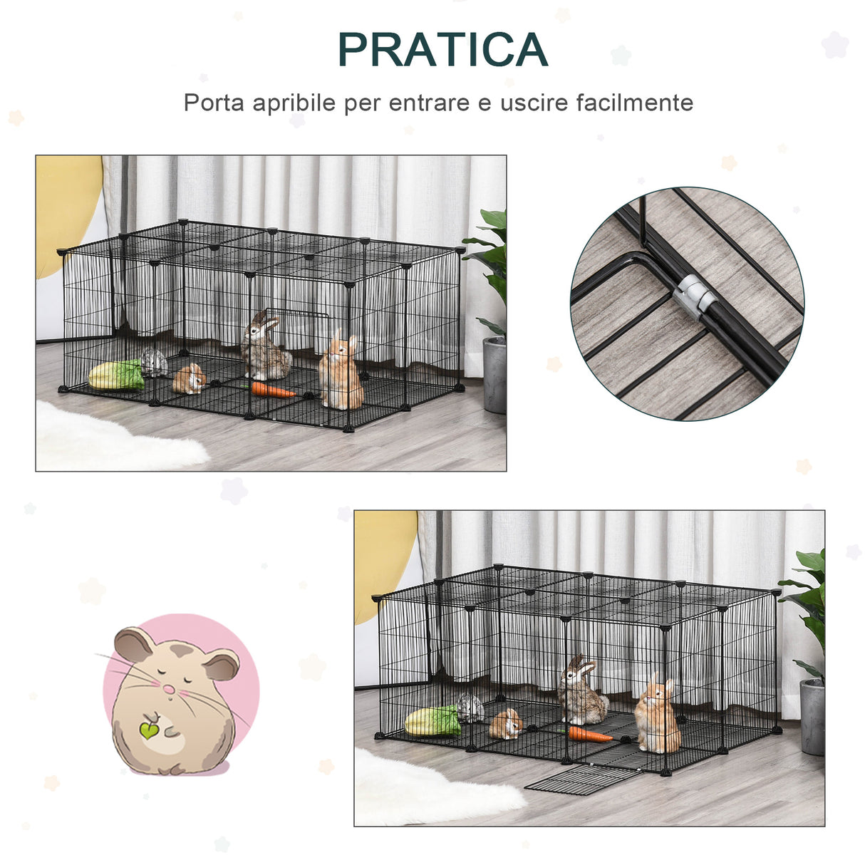 easycomfort easycomfort gabbia per conigli e piccoli animali 22 pannelli modulabili in metallo