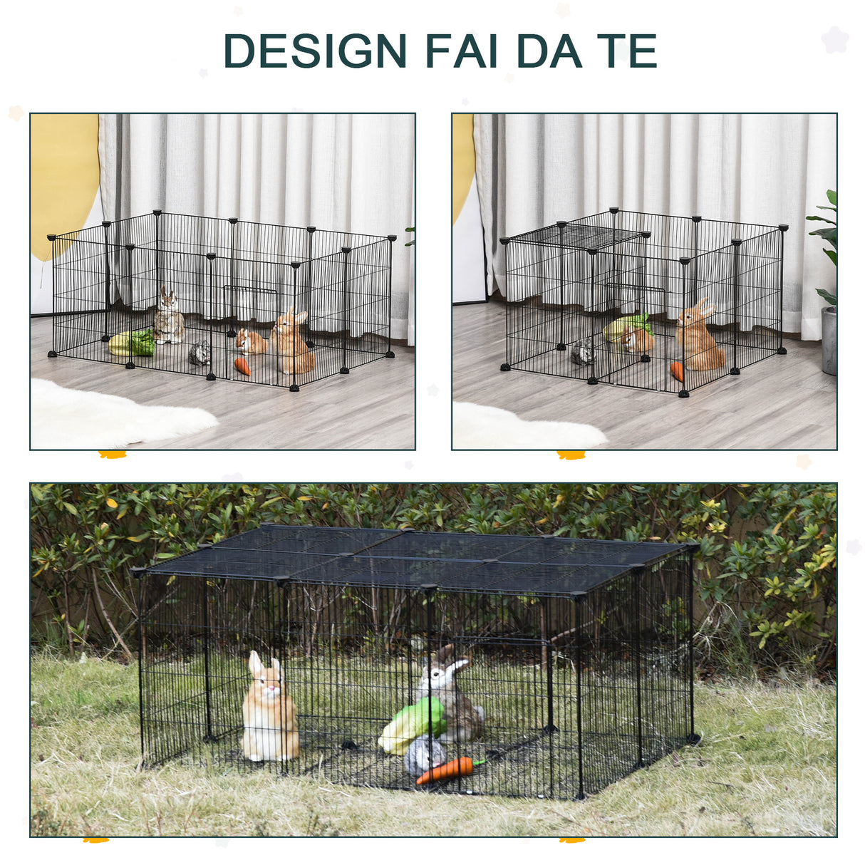 easycomfort easycomfort gabbia per conigli e piccoli animali 22 pannelli modulabili in metallo