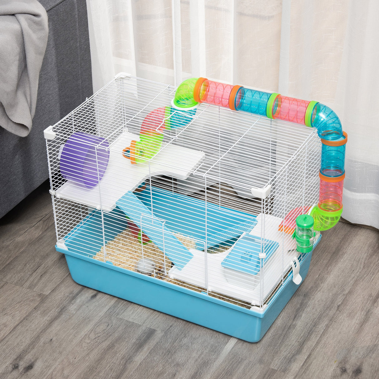easycomfort gabbia per criceti a 3 livelli con tubi casetta serbatoio dell acqua e ruota 59x36x47cm