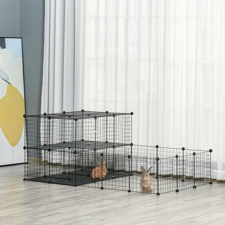 easycomfort easycomfort recinto per conigli modulabile in metallo con scaletta e accessori montaggio 175x105x70cm nero