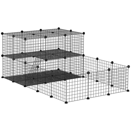 easycomfort easycomfort recinto per conigli modulabile in metallo con scaletta e accessori montaggio 175x105x70cm nero