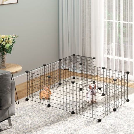 easycomfort easycomfort recinto per conigli modulabile con accessori montaggio in acciaio 105x105x70cm nero