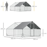 easycomfort easycomfort pollaio da giardino con telaio zincato copertura impermeabile e rete esagonale 3x4x2 m argento